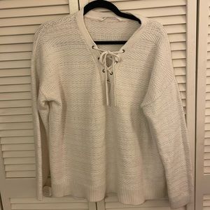 Athleta V neck lace up sweater